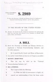 Cover of A bill to direct the Secretary of Health and Human Services to implement a National Neurotechnology Initiative, and for other purposes by United States. Congress. Senate