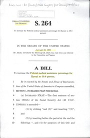 Cover of A bill to increase the Federal medical assistance percentage for Hawaii to 59.8 percent by United States. Congress. Senate