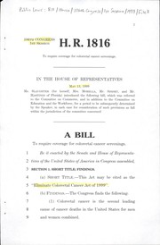 Cover of A bill to require coverage for colorectal cancer screenings by United States. Congress. House