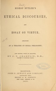 Cover of Bishop Butler's ethical discourses and essay on virtue by Joseph Butler