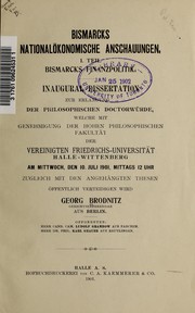 Cover of Bismarcks nationalökonomische Anschauungen by Georg Brodnitz