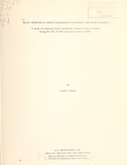 Front cover of Blue Cross-Blue Shield nongroup coverage for older people by Louis Schultz Reed