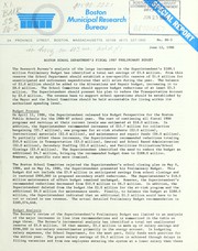 Cover of Boston school department's fiscal 1987 preliminary budget by Boston Municipal Research Bureau