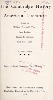 Cover of The Cambridge history of American literature by William Peterfield Trent