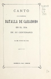 Front cover of Canto a la gloriosa batalla de Carabobo en el día de su centenario, 24 de junio de 1921 by Santiago González Guinán