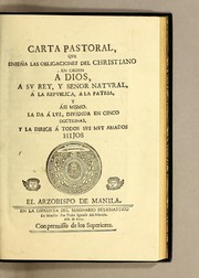 Front cover of Carta pastoral, que enseña las obligaciones del christiano by Catholic Church. Archdiocese of Manila (Philippines). Archbishop (1767-1787 : Santa Justa y Rufina)