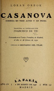 Cover of Casanova by Lorand Orbók