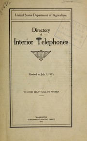 Cover of Directory of interior telephones.Rev. to July 1, 1915 by United States. Department of Agriculture. National Agricultural Library.