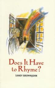 Cover of Does It Have to Rhyme? by Sandy Brownjohn