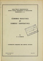 Front cover of Economic objectives of farmers' cooperatives by E. A. Stokdyk