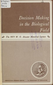 Front cover of Decision making in the biological field by Jean Mayer