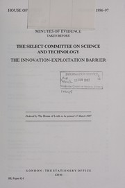 Front cover of Innovation-Exploitation Barrier by Select Committee on Science & Technology