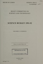Front cover of Science Budget 1991-2 by Great Britain. Parliament. House of Lords. Select Committee on Science and Technology.