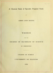 Front cover of A chemical study of specially prepared foods by Edwin Lyon Draper