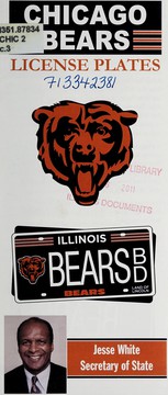 Cover of Chicago Bears license plates by Illinois. Vehicle Services Department