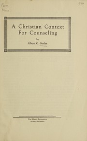 Front cover of A Christian context for counseling by Albert C. Outler