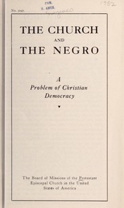 Cover of The Church and the Negro by Episcopal Church. Board of Missions