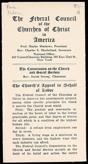 Cover of The church's appeal in behalf of labor by Federal Council of the Churches of Christ in America. Commission on the Church and Social Service