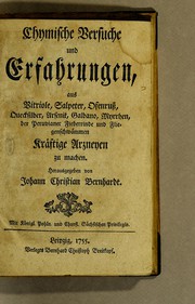 Front cover of Chymische Versuche und Erfahrungen by Johann Christian Bernhardt