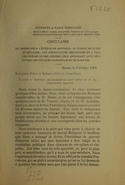 Front cover of Circulaire de monseigneur l'eveque de Montreal au Clerge Seculier et regulier, aux communautes religieuses et a tous les fideles de son diocese, leur annoncant qu'il leur envoie des reliques considerables de martyrs by Catholic Church. Diocese of Montreal