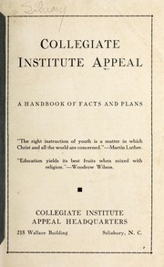 Front cover of Collegiate institute appeal by United Evangelical Lutheran Synod of North Carolina. Board of the Collegiate Institute