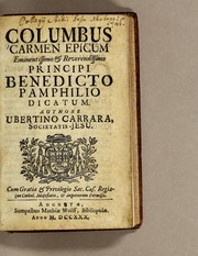 Front cover of Columbus carmen epicum by Ubertino Carrara
