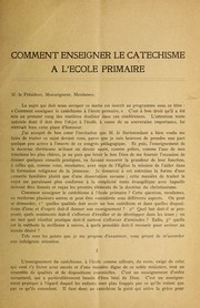 Front cover of Comment enseigner le Catechisme a l'ecole primaire by Le Chanoine H. Baril