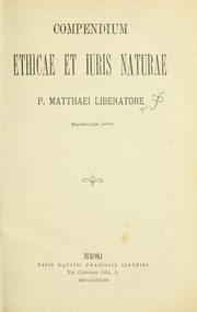 Cover of Compendium ethicae et iuris naturae by Matteo Liberatore
