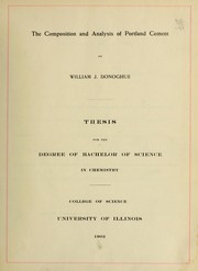 Front cover of The composition and analysis of Portland cement by William J. Donoghue