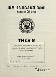 Front cover of Computerized measurement, display and analysis of sonar transducer equivalent circuit parameters by Leslie Jeanne Skowronek