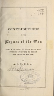 Front cover of Contributions to the rhymes of the war by [Hasson, Alexander Breckinridge] d 1877,