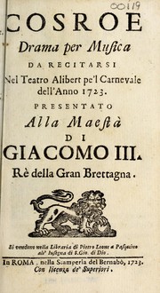 Cover of Cosroe by Apostolo Zeno