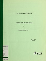 Front cover of Curriculum specifications for mathematics 30 by Alberta. Alberta Education