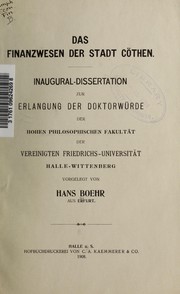 Cover of Das Finanzwesen der Stadt Cöthen by Hans Boehr
