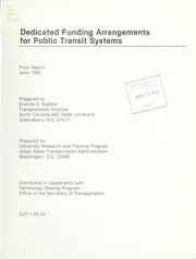 Cover of Dedicated funding arrangements for public transit systems by Erskine S. Walther