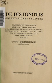 Cover of De Dis Ignotis by Weinreich, Otto
