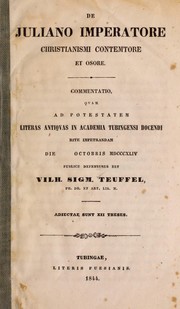 Front cover of De Juliano imperatore Christianismi contemtore et osore by Wilhelm Sigismund Teuffel