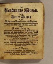 Front cover of Des Landmanns Advocat by Henderson, David