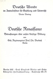 Cover of Deutsche Renaissance by Konrad Burdach