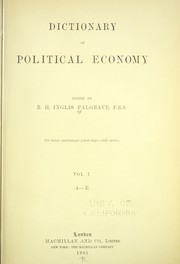Cover of Dictionary of political economy by Sir Robert Harry Inglis Palgrave
