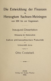 Front cover of Die Entwicklung der Finanzen im Herzogtum Sachsen-Meiningen by Otto Costabell