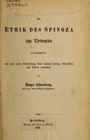 Front cover of Die Ethik des Spinoza im Urtexte by Benedictus de Spinoza