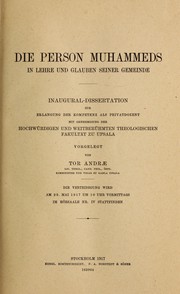 Front cover of Die Person Muhammeds in Lehre und Glauben seiner Gemeinde by Tor Andrae