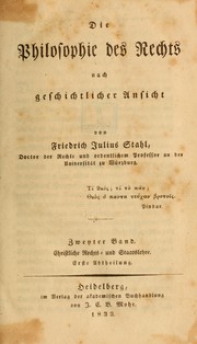 Cover of Die Philosophie des Rechts nach geschichtlicher Ansicht by Friedrich Julius Stahl