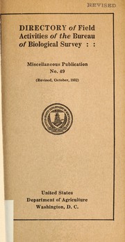 Front cover of Directory of field activities of the Bureau of biological survey by United States. Bureau of Biological Survey