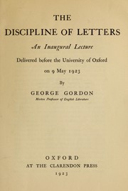 Cover of The discipline of letters by George Stuart Gordon