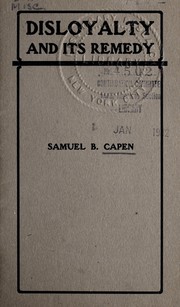 Cover of Disloyalty and its remedy by Samuel B. Capen
