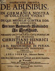 Front cover of Dissertatio juridica de abusibus qui in Germania nostra in collegiis vigent opificum by Leo von Loewen