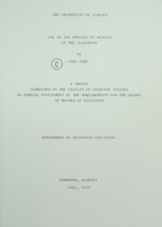 Front cover of Use of two species of rodents in the classroom by Jane Dyke