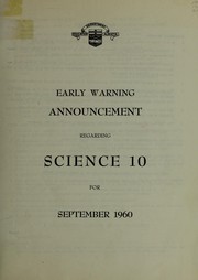 Cover of Early warning announcement regarding Science 10 for September 1960 by Alberta. Dept. of Education